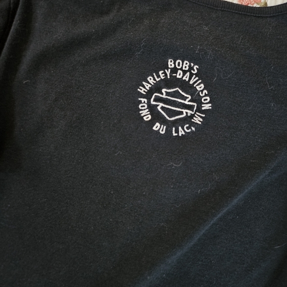 Vintage Harley-Davidson Ruffle Sleeve Long Sleeve Tee | Y2K Grunge Biker Babe - Picture 3 of 4